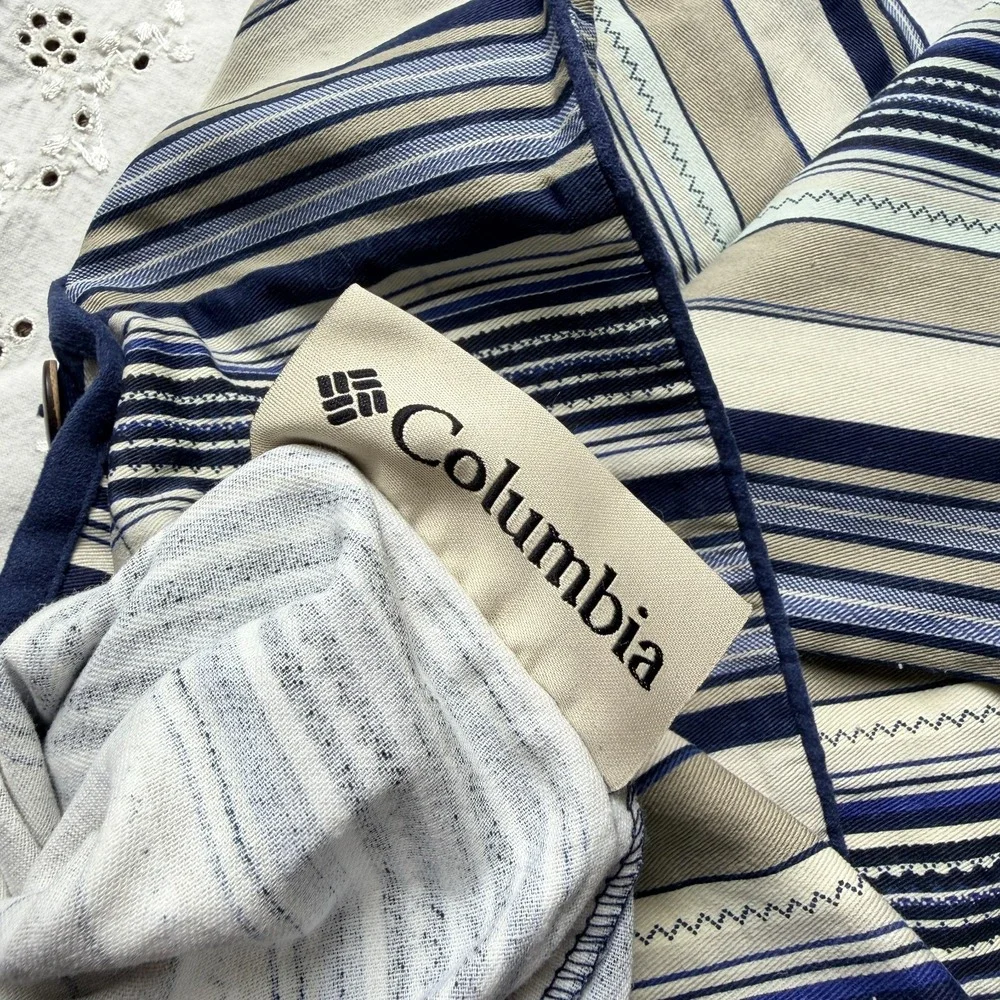 Set of 2 Columbia Blue Ticking Stripe Pillow Shams 20x34 Coastal Beachy Nautical